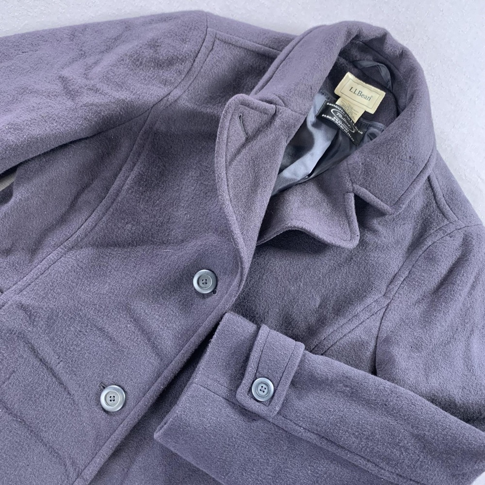 LL Bean Coat Womens 10 Petite Blue Lambswool Long Thinsulate Lined Winter Jacket